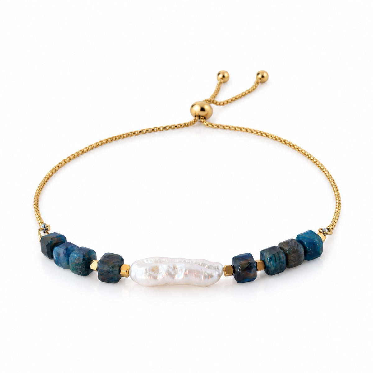 Pulsera AILA · Perla Barroca y Ojo de Tigre Azul