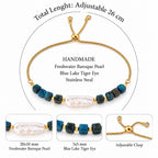 Pulsera AILA · Perla Barroca y Ojo de Tigre Azul