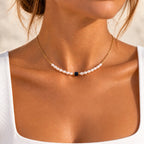 Liv necklace on a model