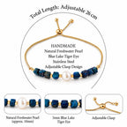 Pulsera NOA · Perla Natural y Ojo de Tigre Azul