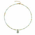 Collar YANA de ópalo peruano natural con colgante redondo dorado
