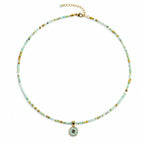 Collar YANA de ópalo peruano natural con colgante redondo dorado
