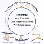 Infografia collar Hematita con Corazon de Nacar