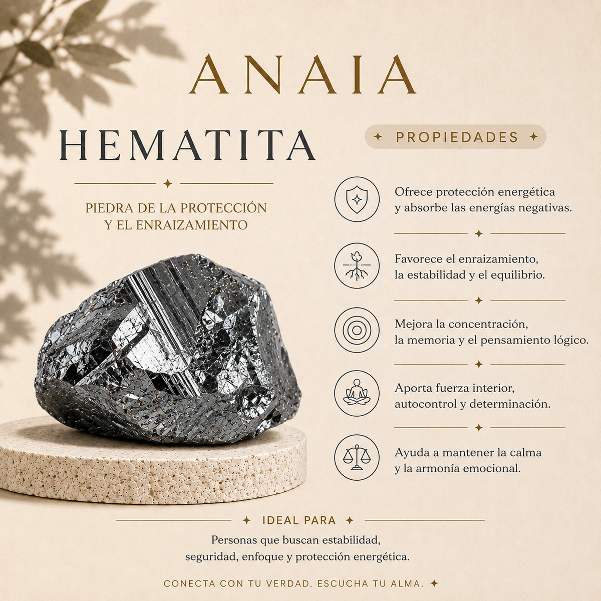 Tarjeta informativa sobre la hematita