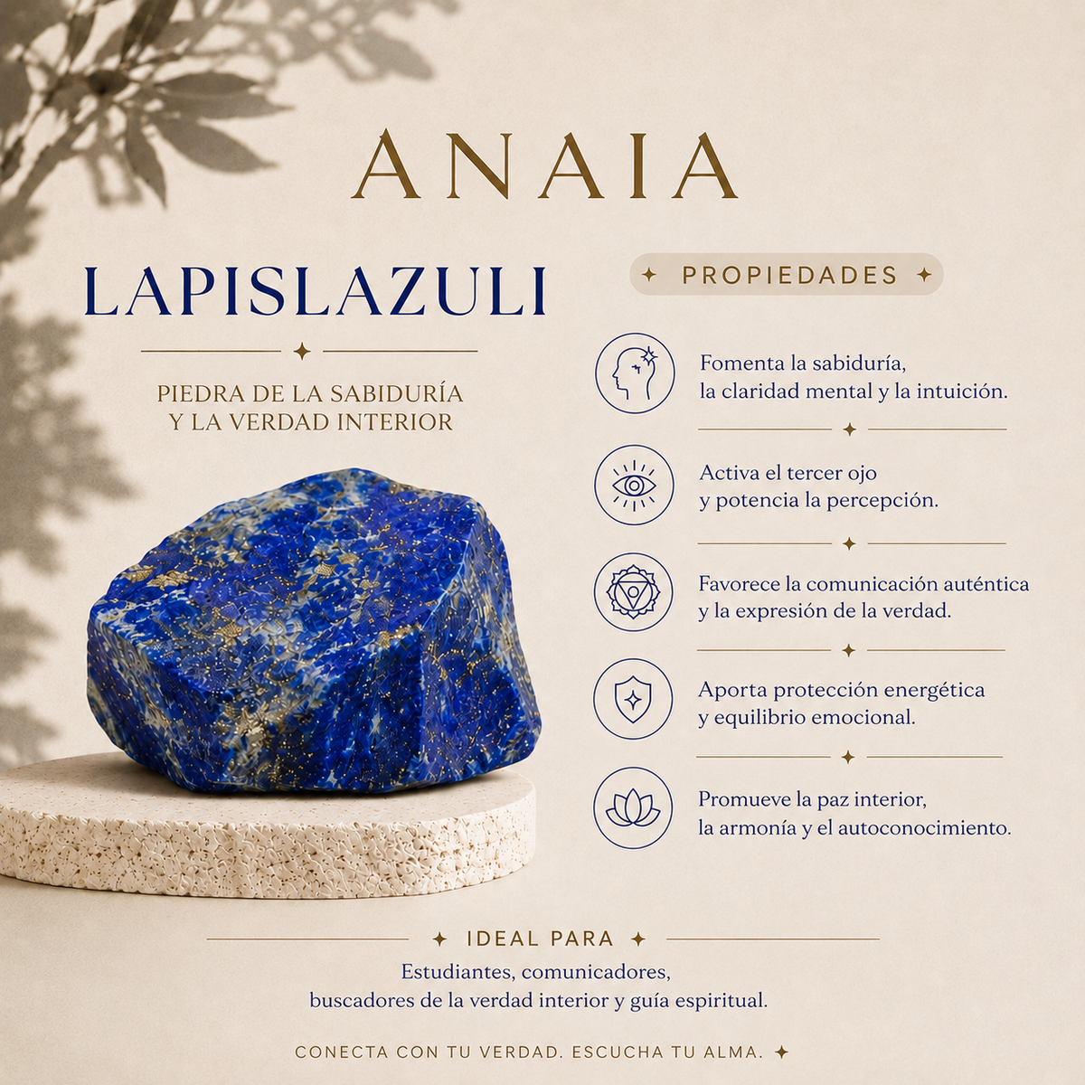 Tarjeta informativa sobre el lapislázuli