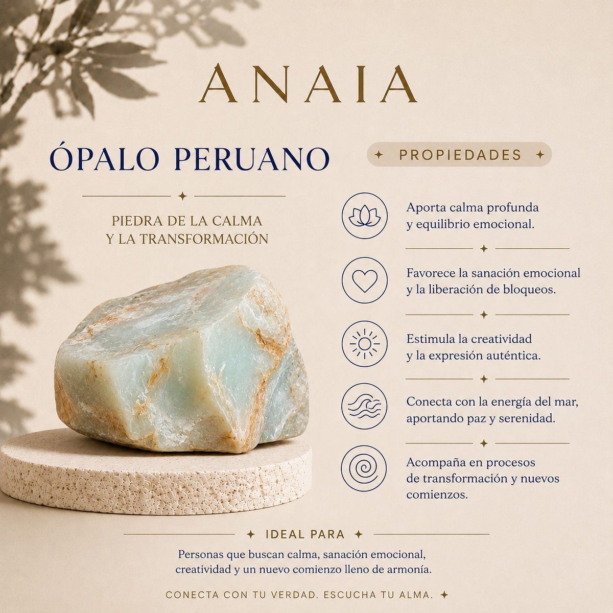 Tarjeta informativa sobre el ópalo peruano