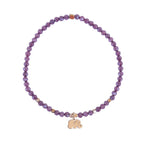  Pulsera de circonita morada con elefante dorado