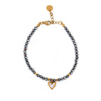 Pulsera Hematita · Corazón de Nácar