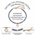 Infografia Pulsera Hematite con Flor de Nacar