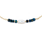 Collar AILA · Perla Natural · Ojo de Tigre Azul
