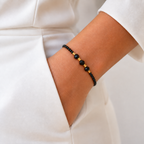 Pulsera RIONA ·  Espinela Negra Natural y Acero Inoxidable