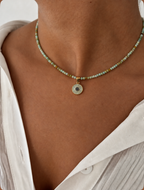 Collar YANA · Ópalo Peruano Natural y Colgante Floral