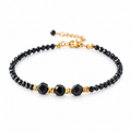 Pulsera RIONA ·  Espinela Negra Natural y Acero Inoxidable