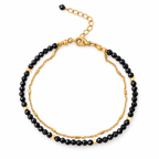 Pulsera MAHIRI · Espinela Negra y Acero Inoxidable