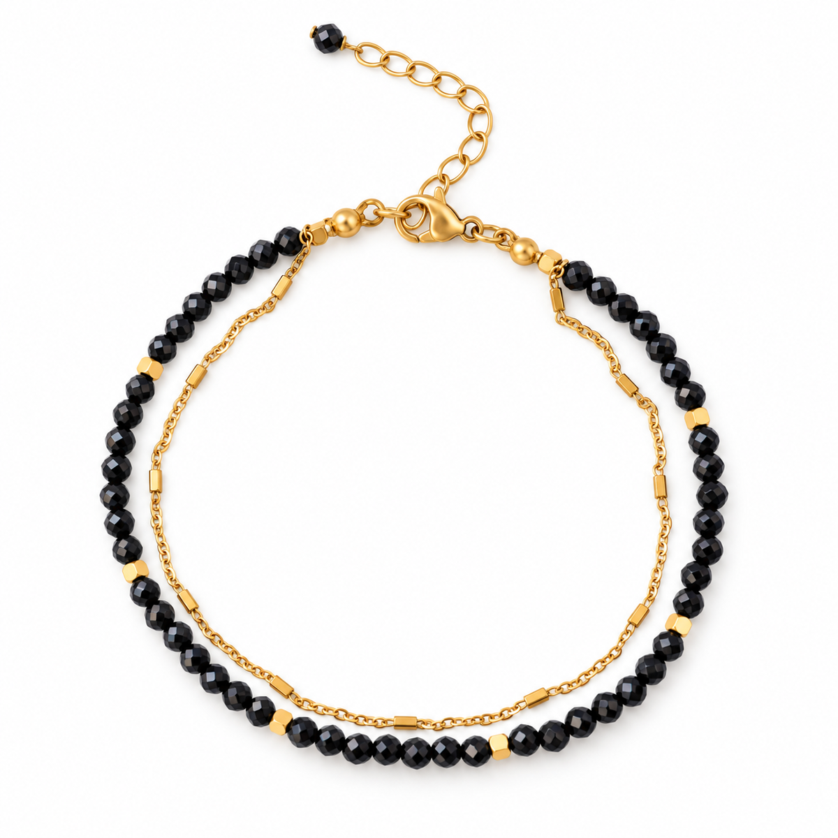 Pulsera MAHIRI · Espinela Negra y Acero Inoxidable