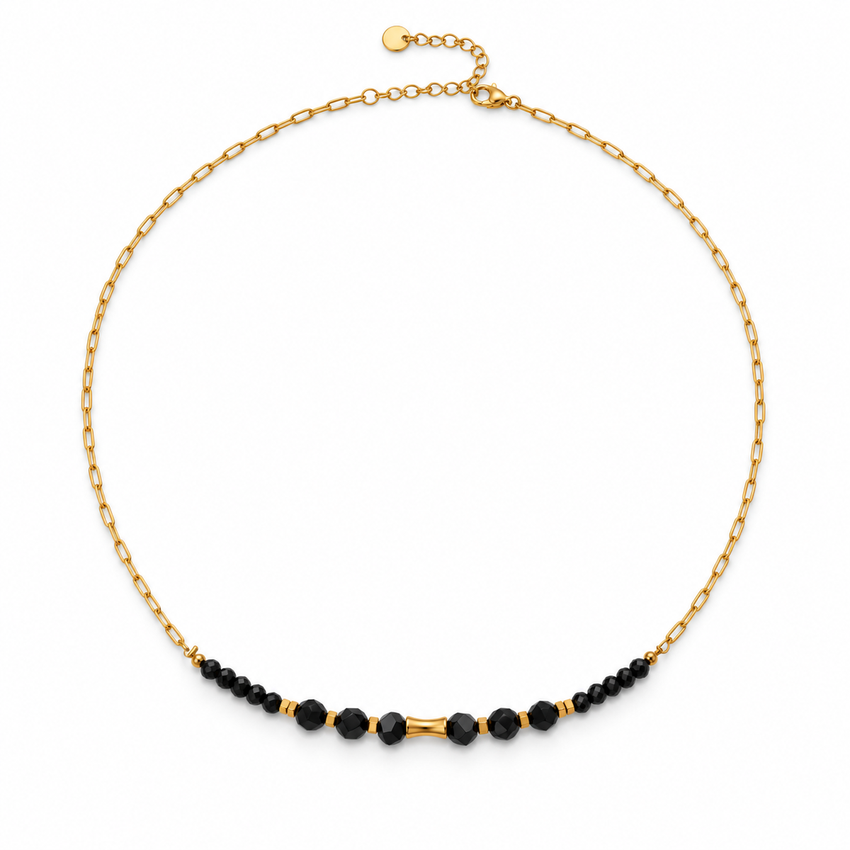 Collar RIONA · Espinela Negra y Acero Inoxidable