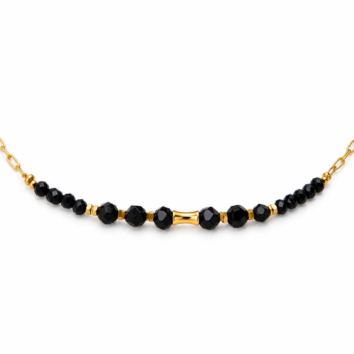 Collar RIONA · Espinela Negra y Acero Inoxidable